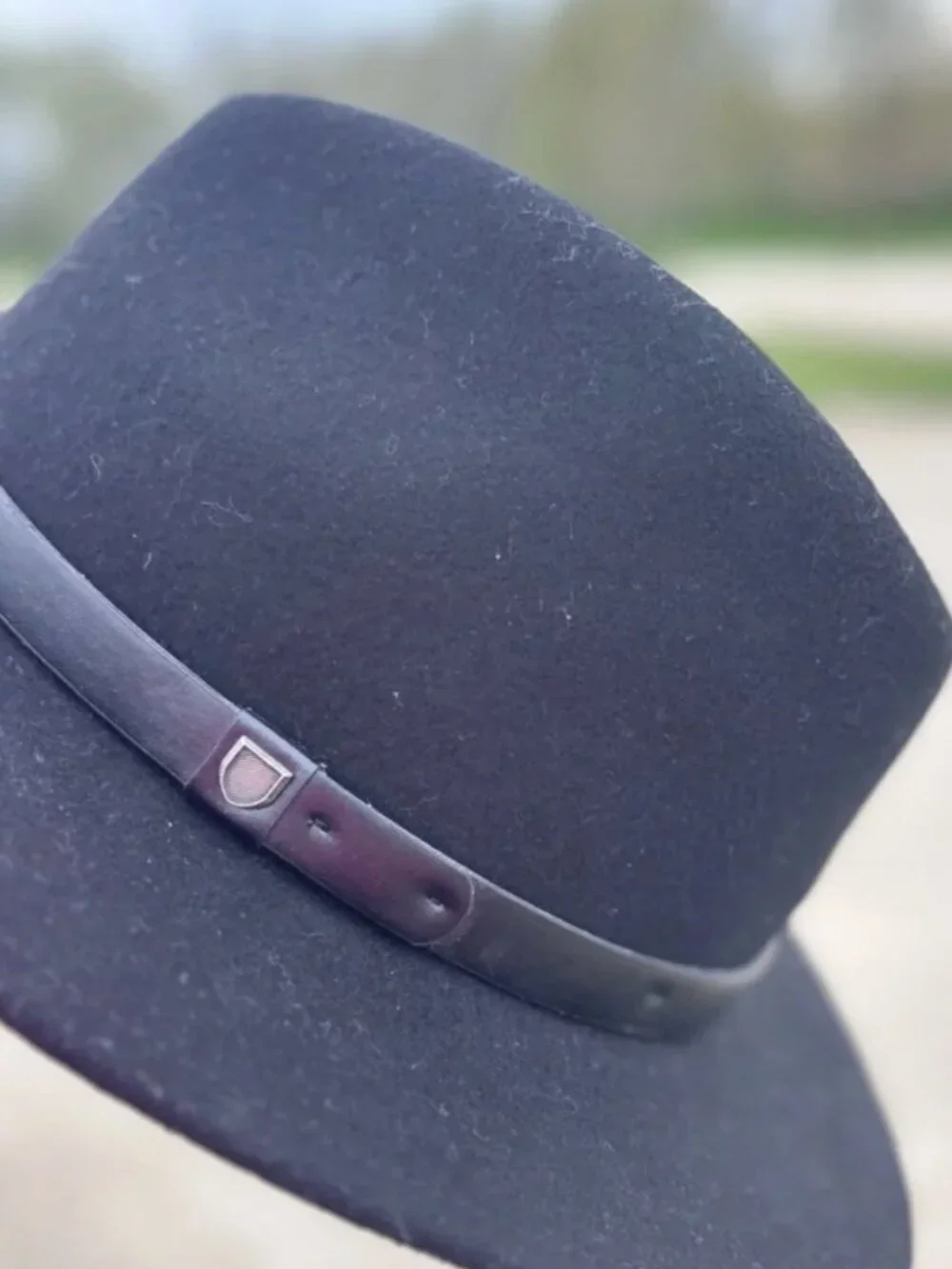 Brixton Men's Black Messer II Fedora Felt Wide Brim Adjustable Hat Size XL